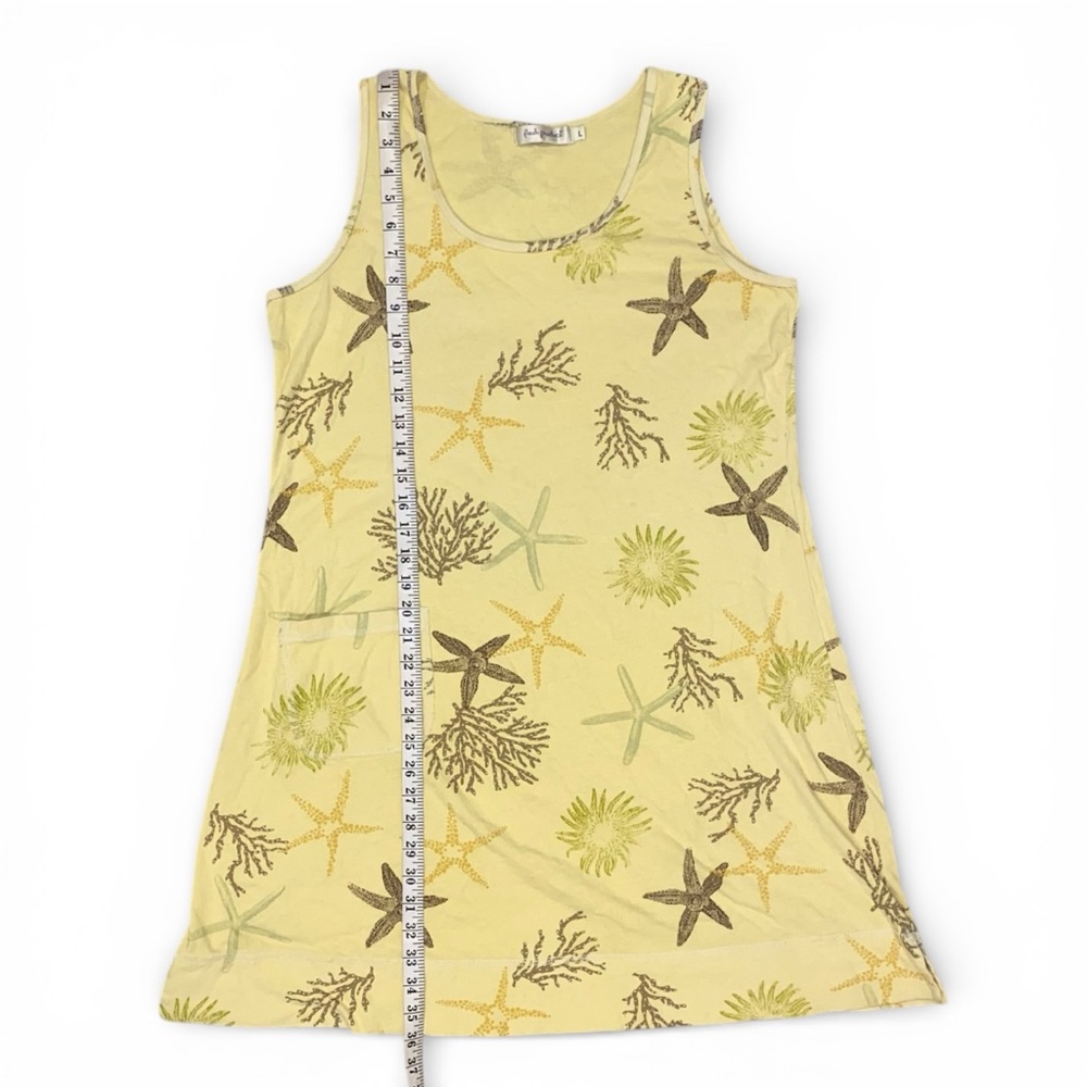 Fresh Produce Beachy Starfish Print Sleeveless Cotton Yellow Dress - Picture 5 of 6
